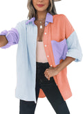 Dokotoo Womens Color Block Button Down Shirt (Style SZFJ)