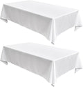 White Linen Tablecloths 2 Pack - Perfect Fit for 4 Ft Tables!