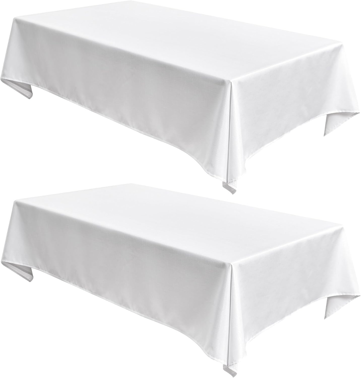 White Linen Tablecloths 2 Pack - Perfect Fit for 4 Ft Tables!