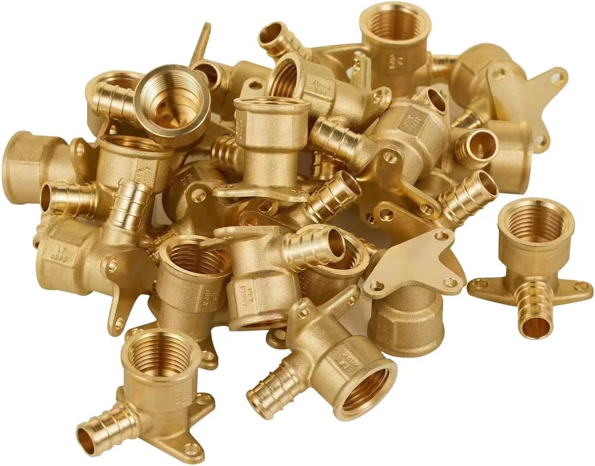 25-Pack Pex Crimp 1/2 Inch Female NPT Drop-Ear Elbow Fittings