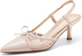 Coutgo Womens Bow Tie Slingback Pumps Pointed Toe Kitten Heel Shoes
