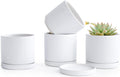 D'vine Dev Set of 4 Small Ceramic Plant Pots - Minimalist 4.6in