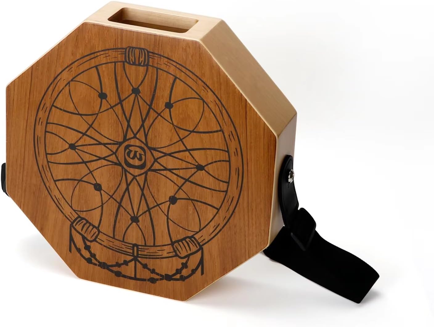 Two-Tone Cajon Drum with Adjustable Strap for Unique Sounds