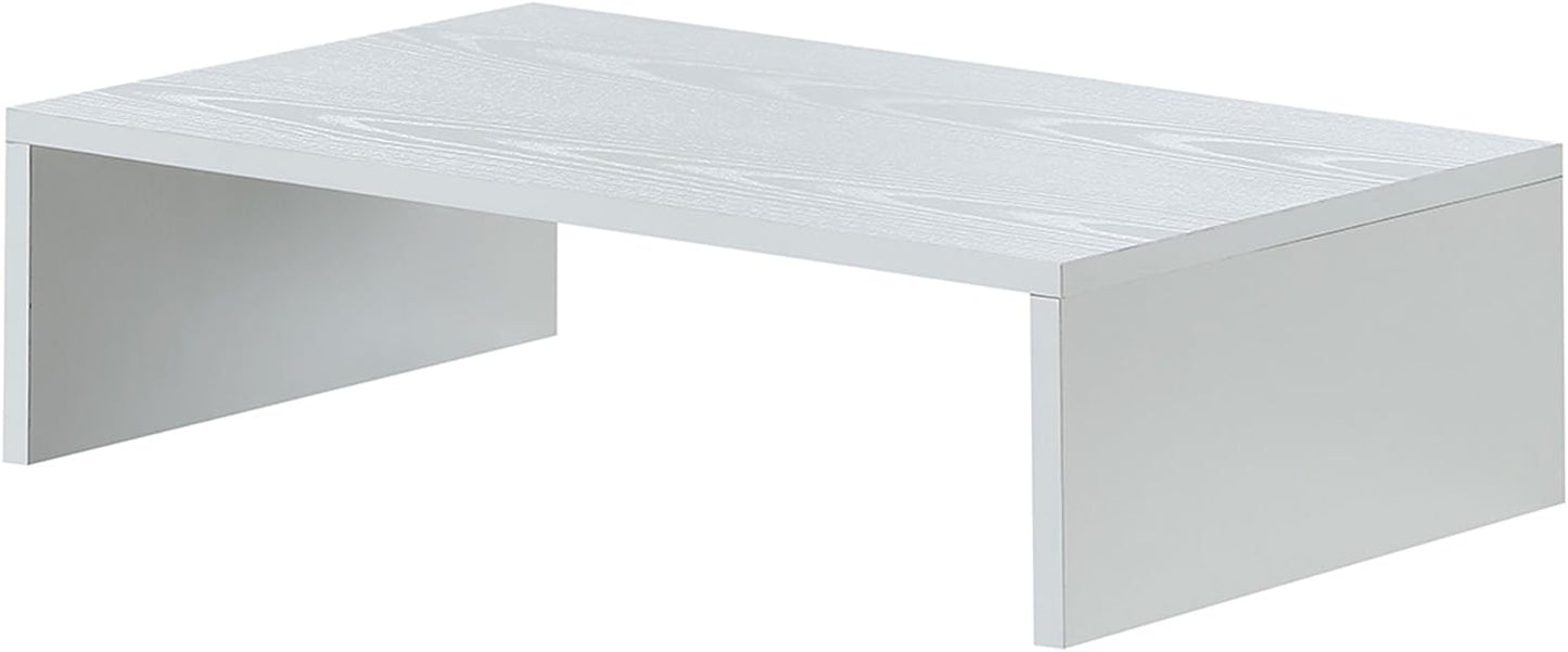 White Monitor Riser for Small TVs - Space Saver!