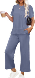 Women's Lounge Set Wide Leg Loungewear Two-Piece Tracksuit - Travel