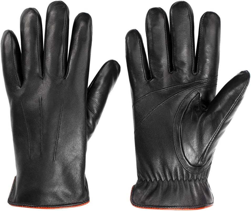 MaxW Men's Winter Touchscreen Leather Gloves