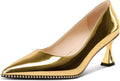 Kitten Heel Pointed Toe Pumps Silver Beaded - Classic 2.6in Comfort