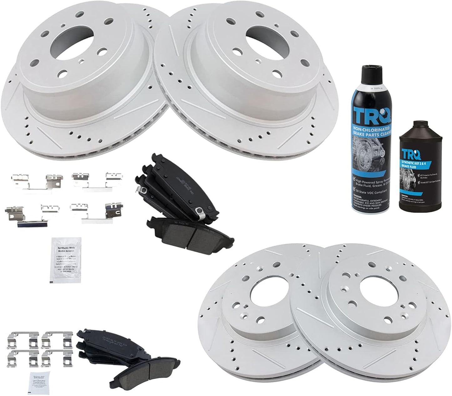 TRQ Front & Rear Brake Pad & Rotor Kit for Cadillac & GMC