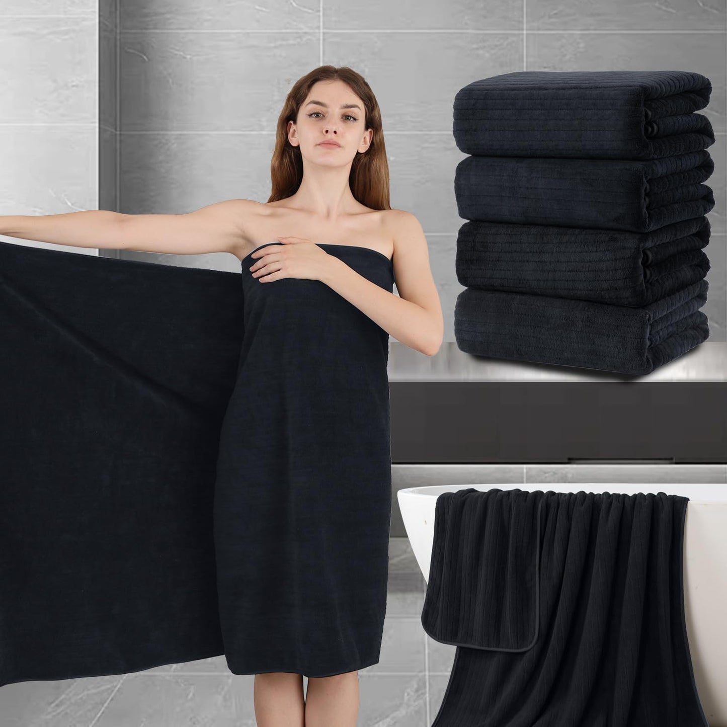 Extra Large Bath Sheet Set of 4 for Ultimate Comfort and Absorbency