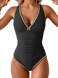 One Piece Swimsuit for Women Tummy Control - Ruched V Neck Shell
