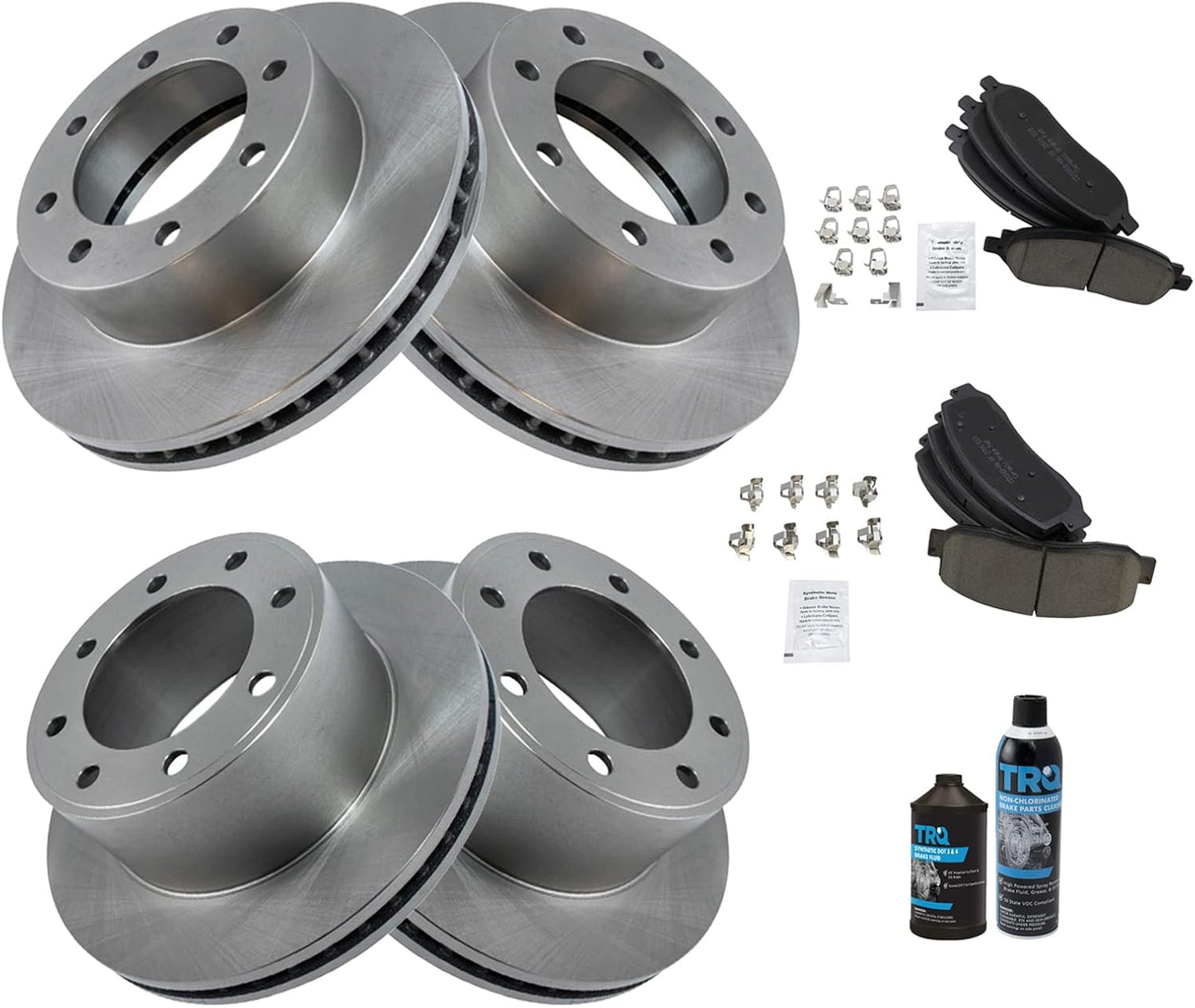 TRQ Front and Rear Brake Pad & Rotor Kit for Ford Super Duty