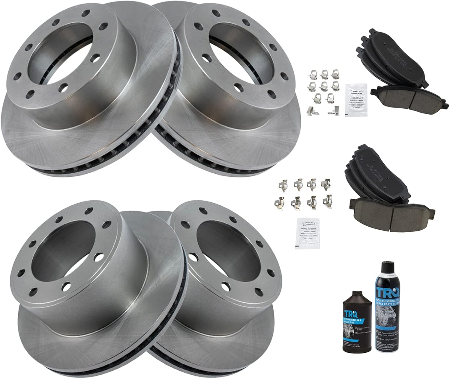 TRQ Front and Rear Brake Pad & Rotor Kit for Ford Super Duty