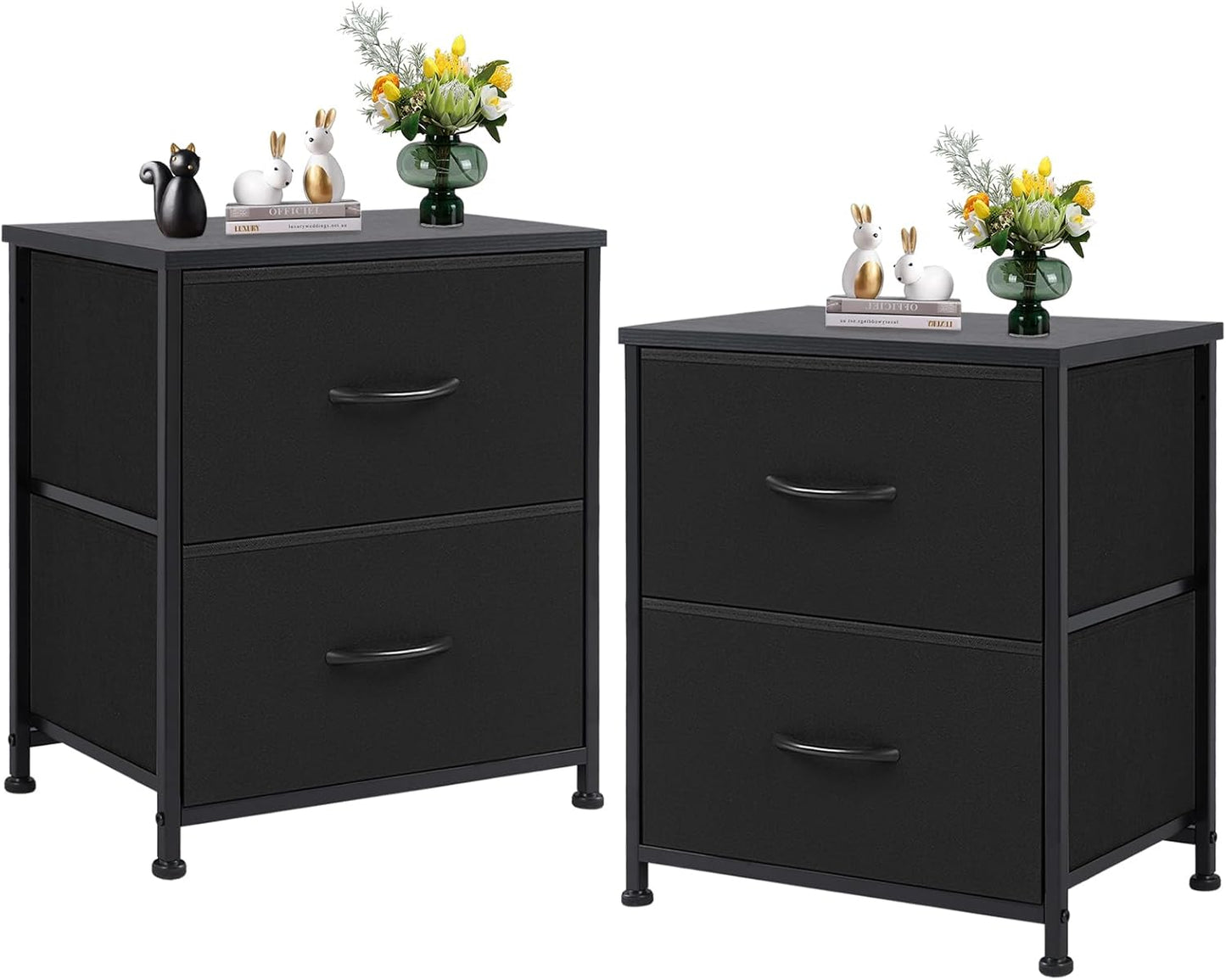 Sweetcrispy Nightstand Set of 2 with Storage Drawers for Kids