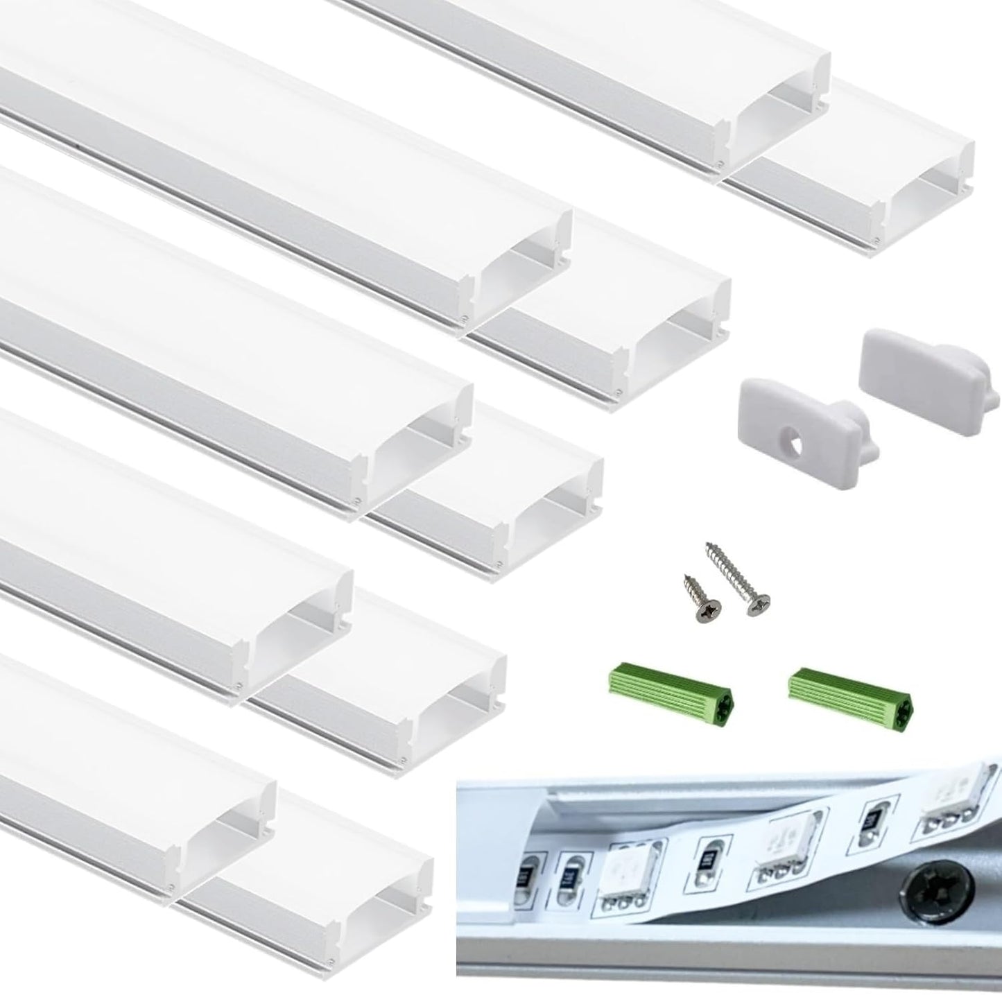 Matte White LED Strip U Channel Diffuser for Under Cabinet Use