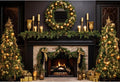 Vinyl 10x8ft Christmas Fireplace Backdrop - Realistic Holiday Photo
