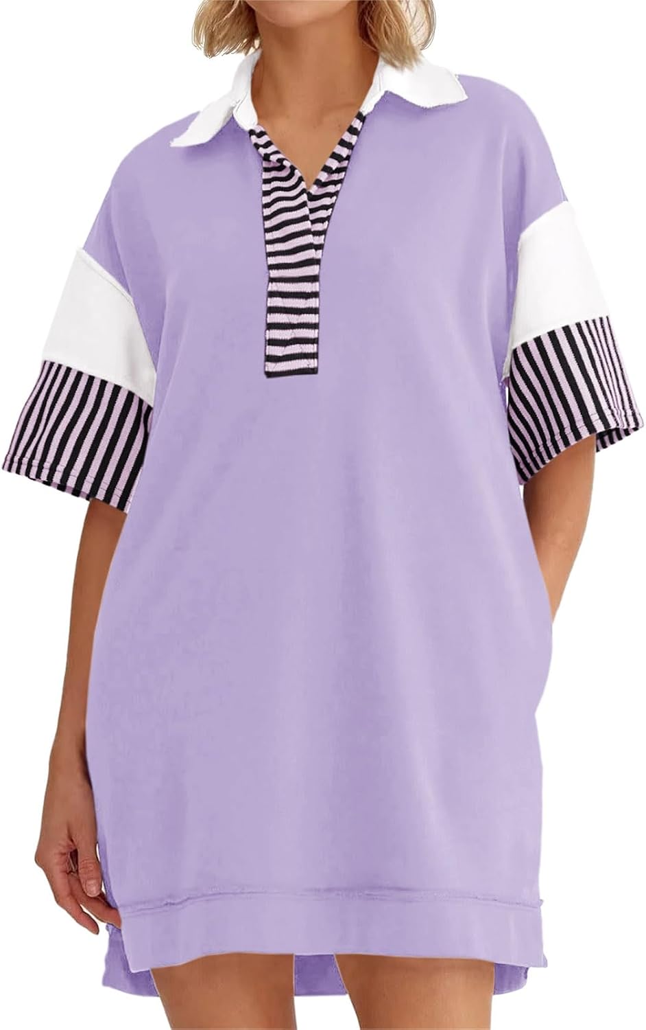 Wenrine Women's Polo V Neck T Shirt Dress for Summer Fun