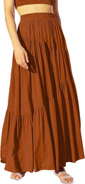 ANRABESS Boho High Waist Pleated A-Line Maxi Skirt - Flowy Comfort 4-6
