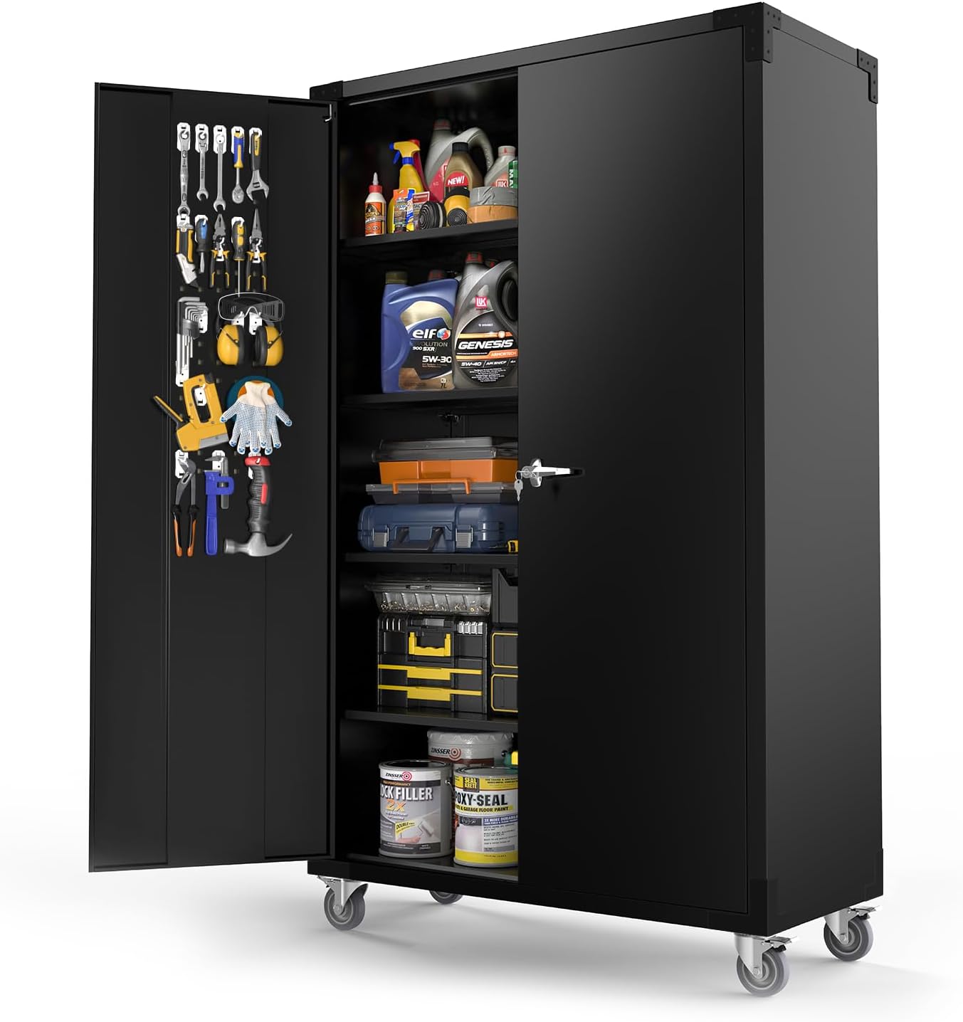 VINGLI Upgraded Wide Garage Storage Cabinet with Locking Doors
