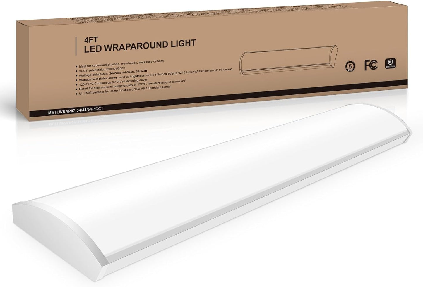 4FT LED Wraparound Light Fixture for Bright Kitchen Lighting