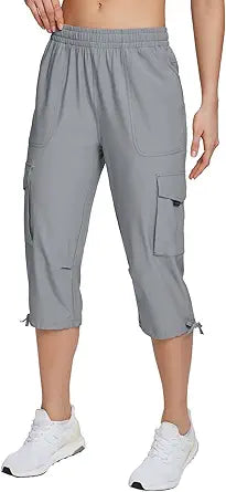 BALEAF Women's Cargo Capri Hiking Pants for Outdoor Adventures