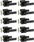 10 Pack Square Black Door Handles Interior Passage Levers - Heavy Duty
