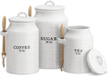Ceramic Canister Set for Kitchen Counter - Rustic Farmhouse Trio