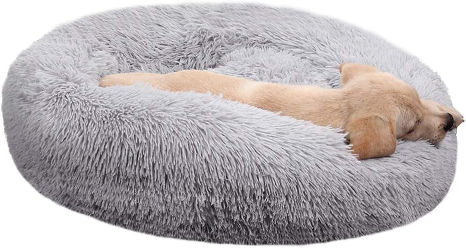 BODISEINT Faux Fur Dog Bed - Cozy Calming Cuddler for Pets