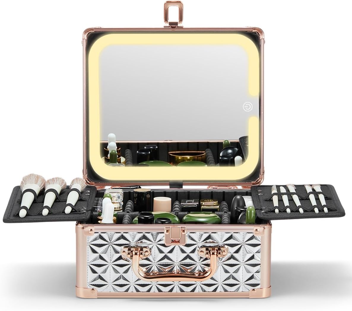 Qislee Makeup Box with Detachable Lighted Mirror for Travel