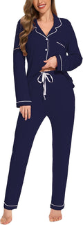 Button Up Pajamas for Women Long Sleeve Sleepwear - Soft (Style BT8P)