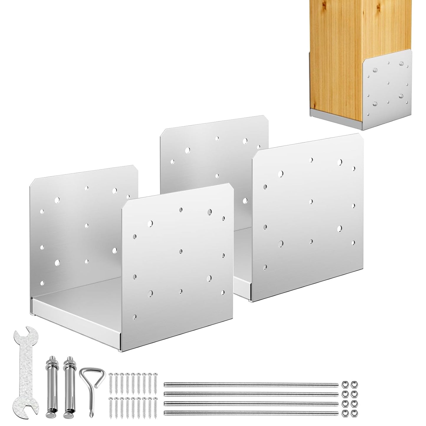 FMhotu 8x8 Post Base - Adjustable Stainless Steel Anchor