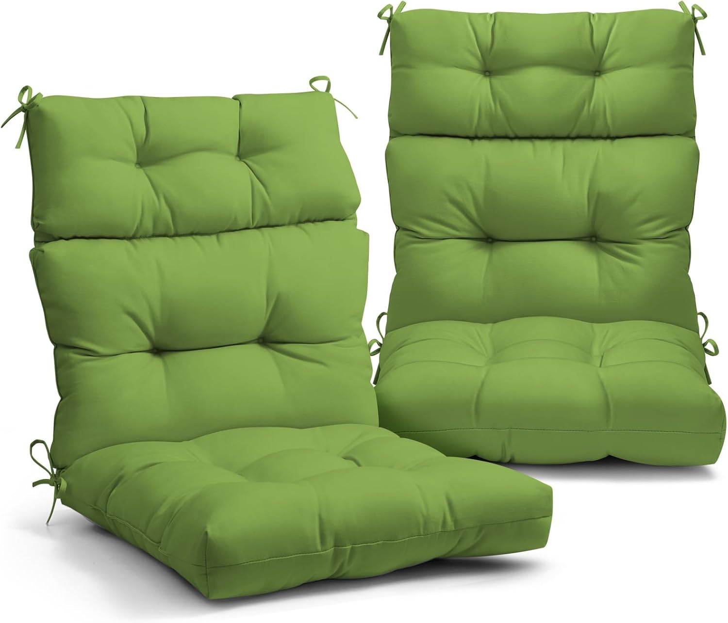 EAGLE PEAK Tufted High Back Patio Chair Cushions Set of 2 Green