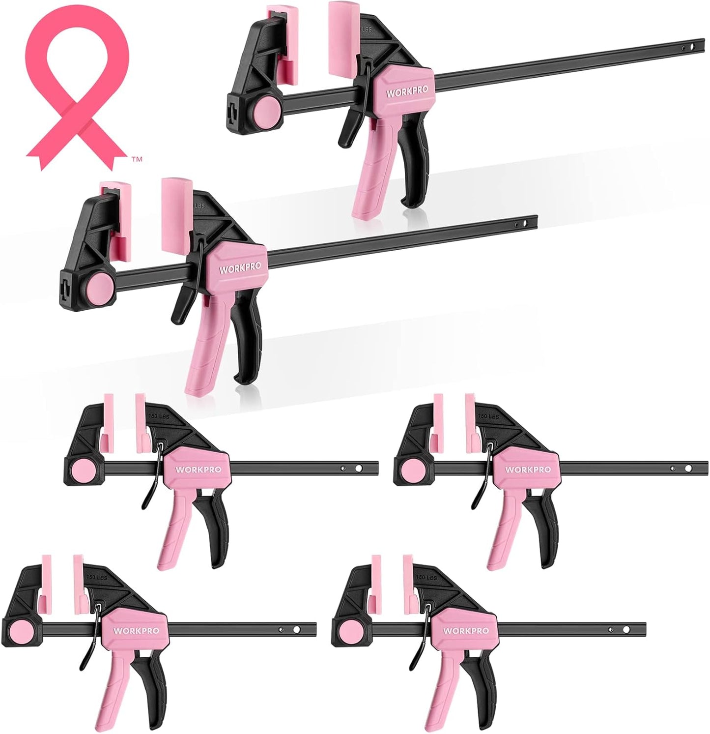 WORKPRO Bar Clamps for Woodworking, 6-Pack One-Handed Clamps