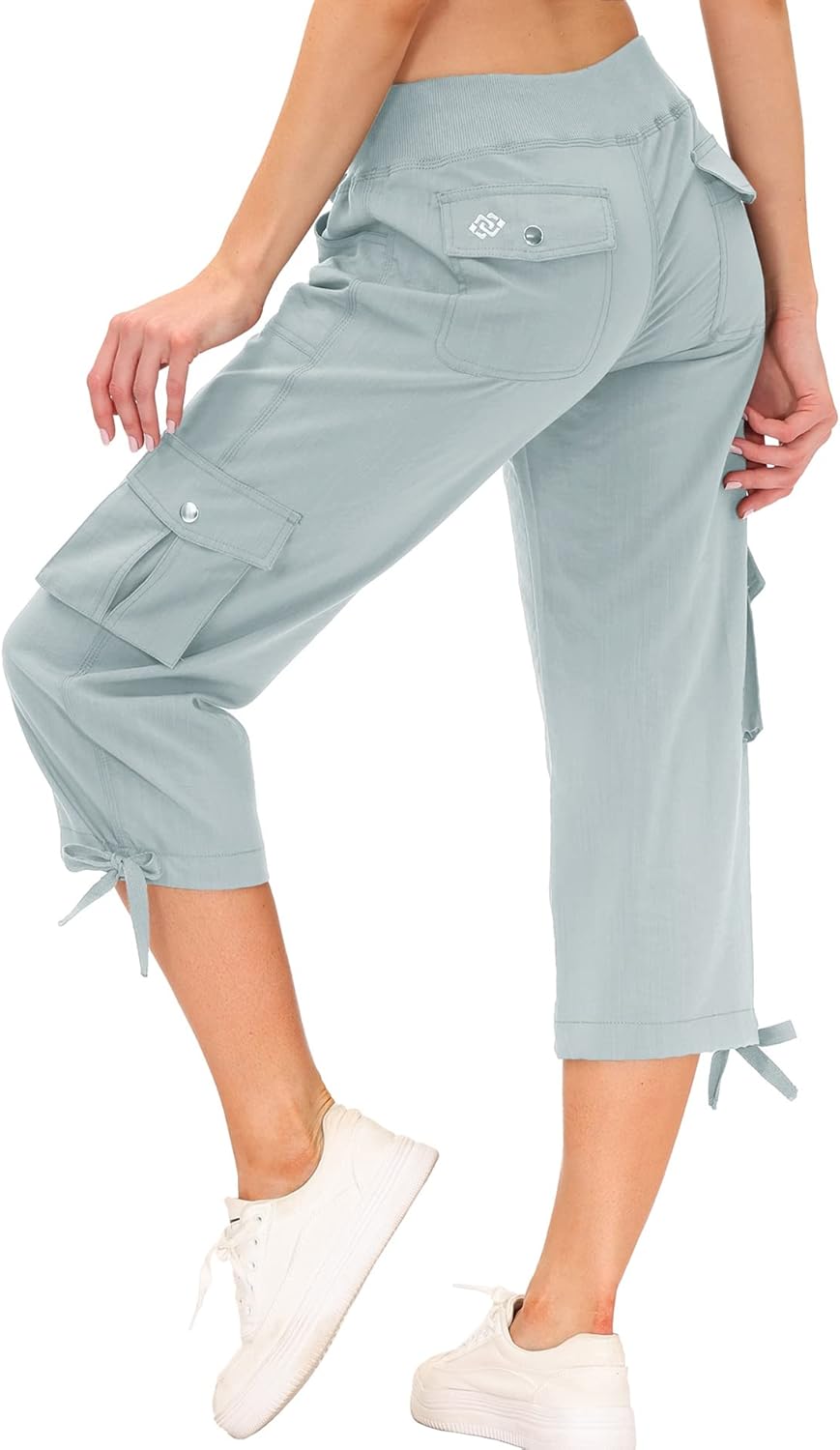 MoFiz Women's Cargo Capris Hiking Pants for Outdoor Activities