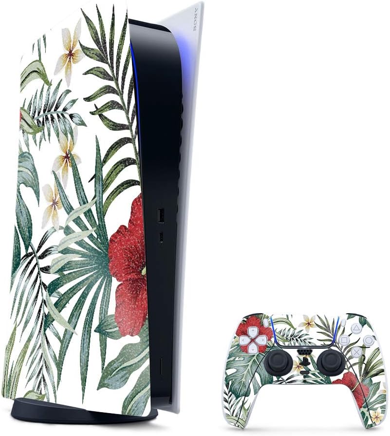 MightySkins Glossy Glitter Gaming Skin for PS5 - Tropical Hibiscus