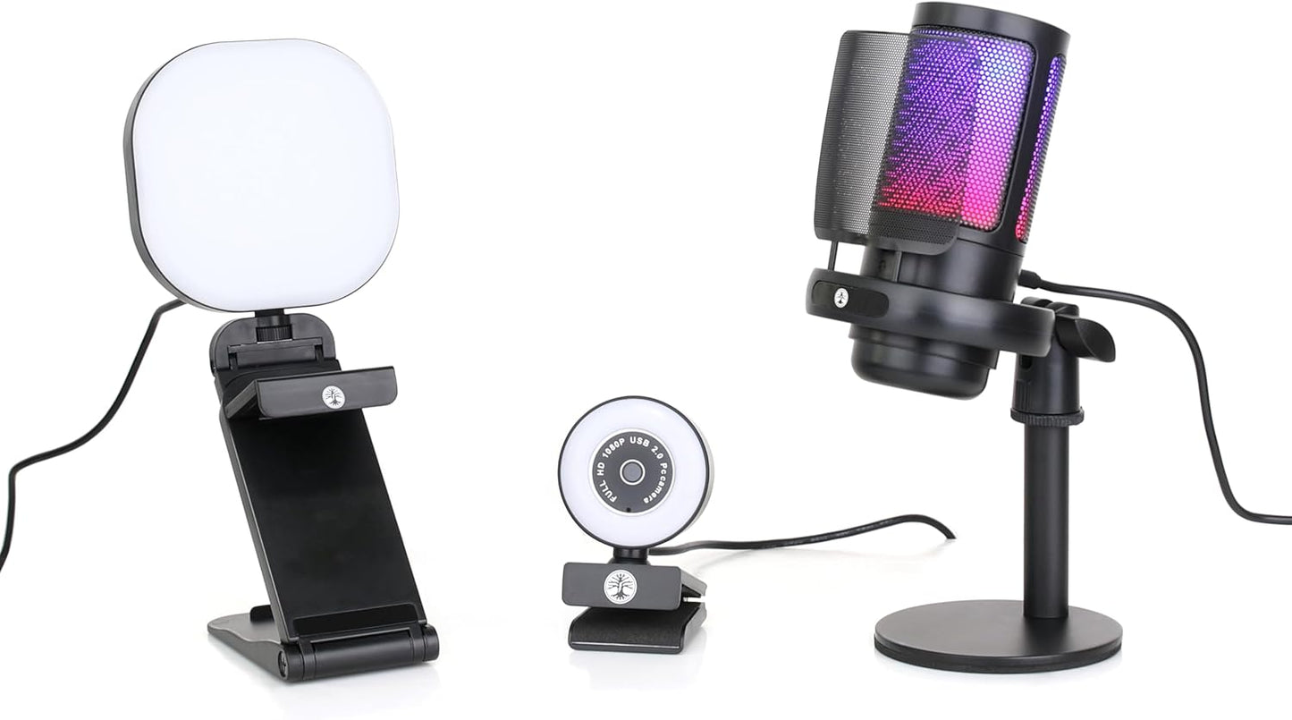 Live Video Streaming Kit with 1080p Webcam and RGB Microphone