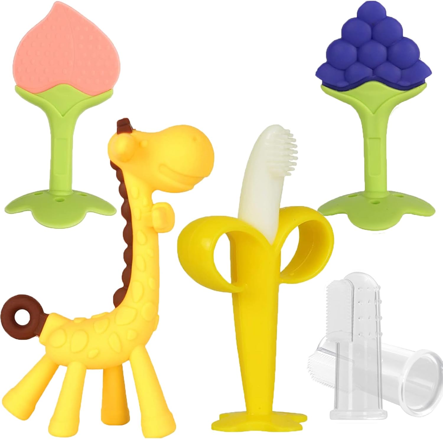 BPA-Free Banana Giraffe Teether Set ~ Soothes Sore Gums
