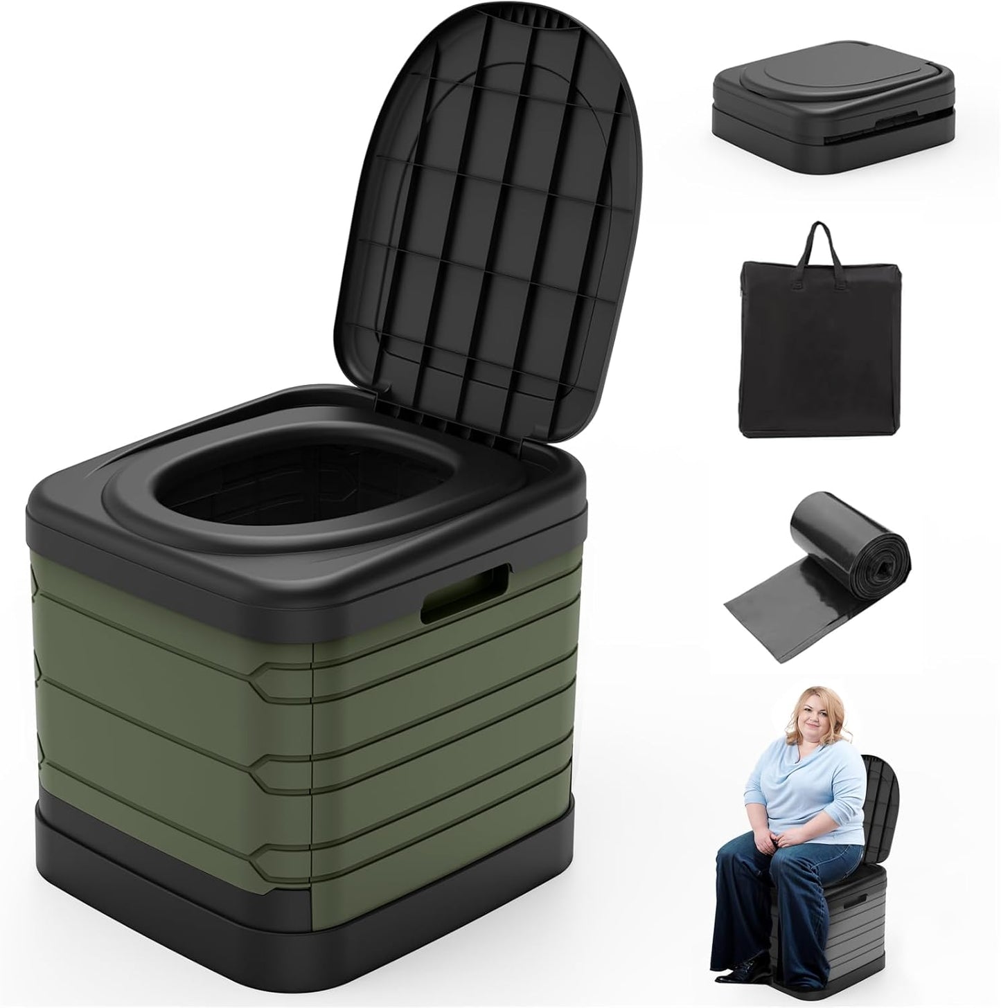 Portable XXL Camping Toilet - Spacious & Sturdy!