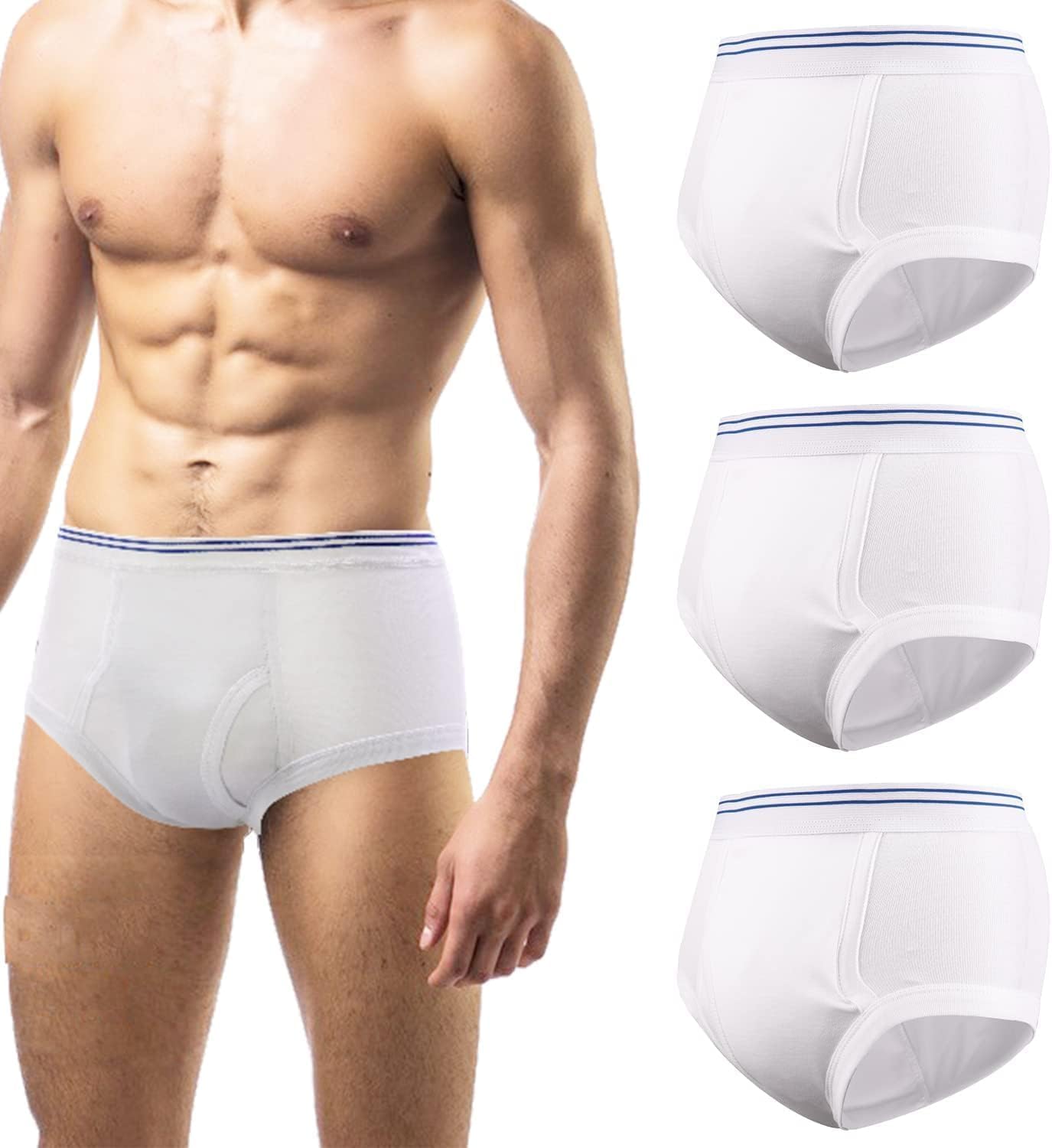 3-Pack Washable Incontinence Briefs for Men - Large