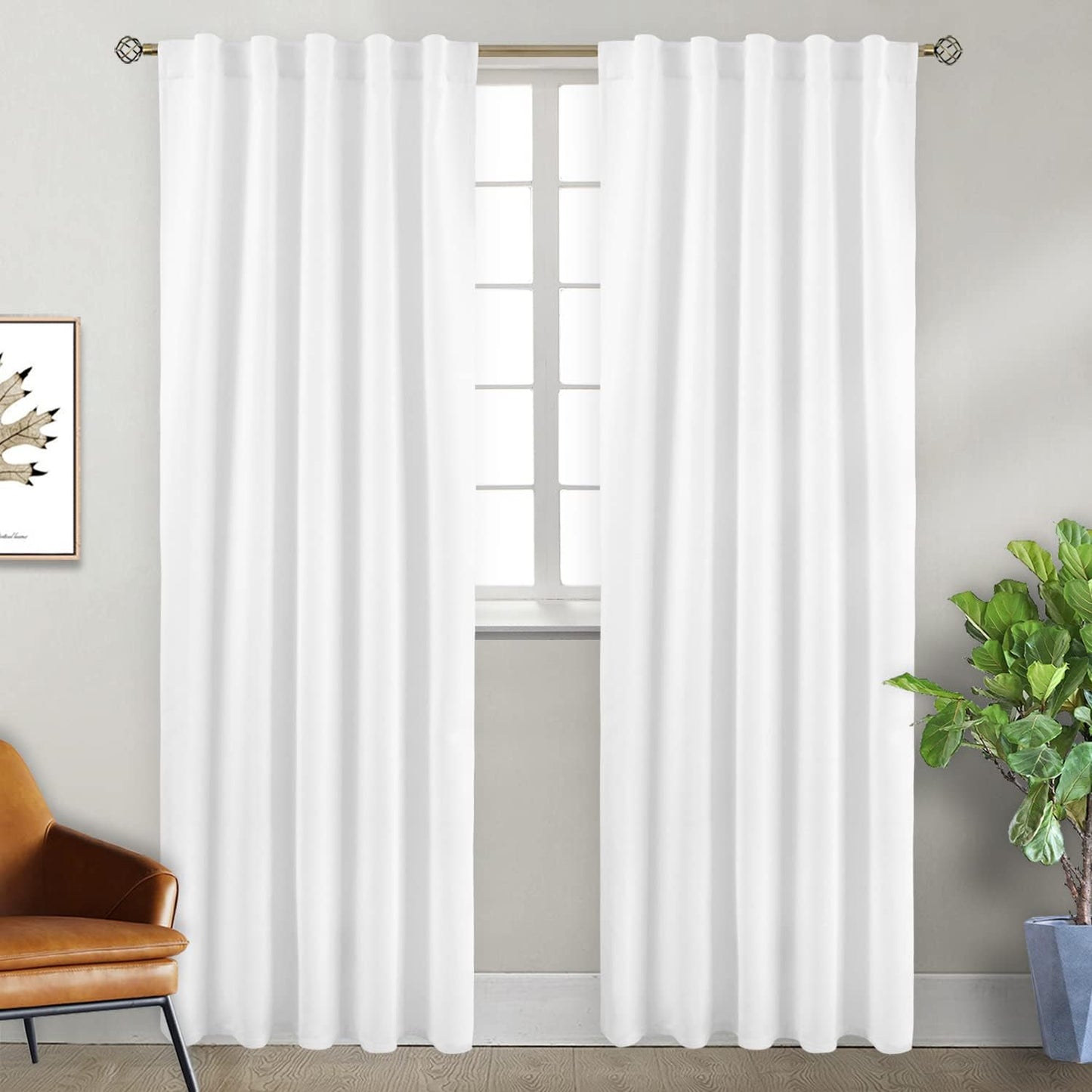 BGment Pure White Curtains for Bedroom - Thermal Insulated Panels