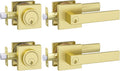 Haidms Gold Exterior Door Lock Set with Deadbolt - Keyed Alike