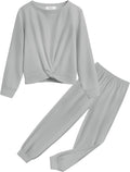 Girls Tie Dye Twist Front Tracksuit Set - Cozy High Waist Joggers