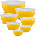 Yellow Mixing Bowls Set of 7 with Airtight Lids for Cooking
