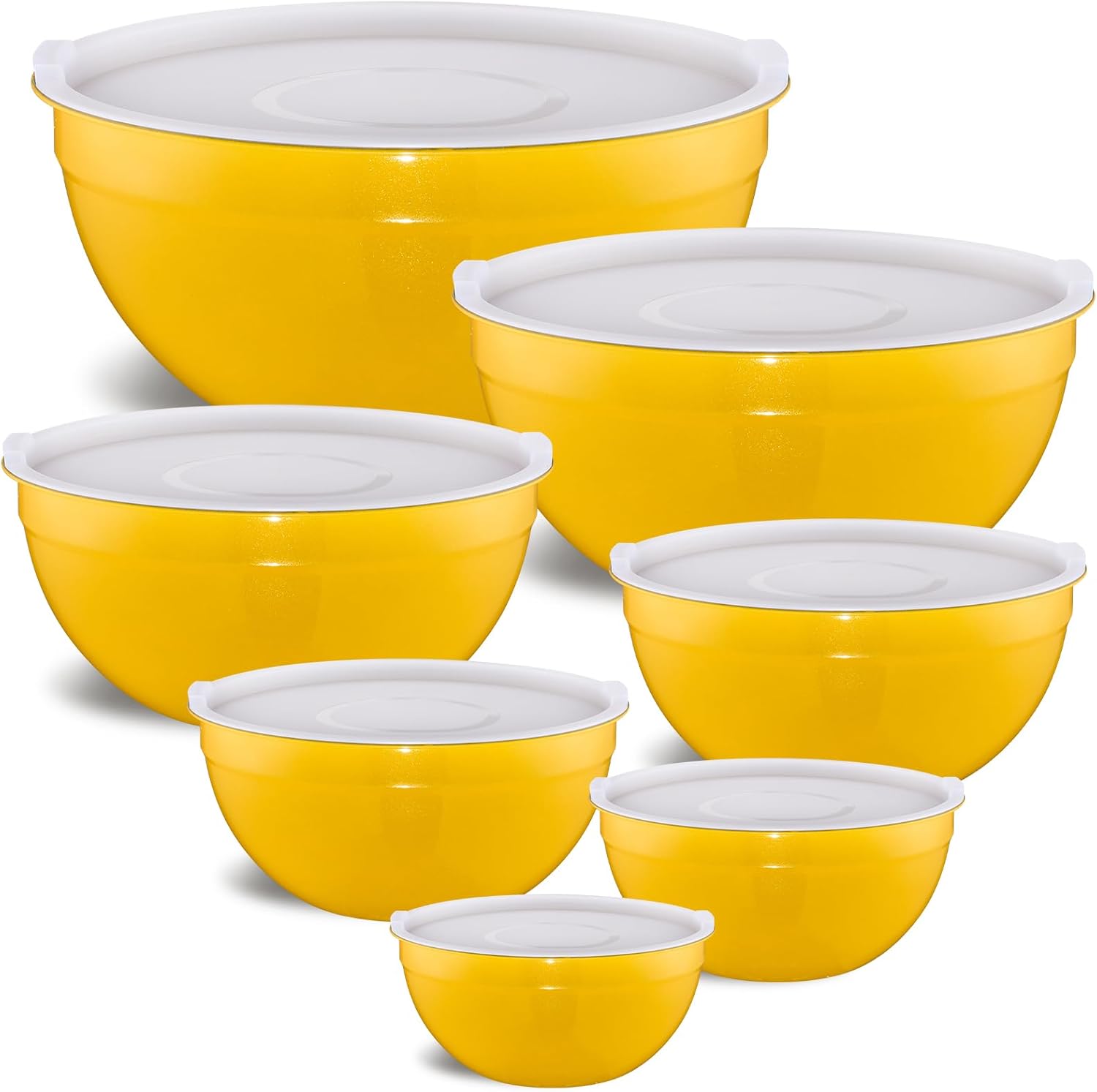 Yellow Mixing Bowls Set of 7 with Airtight Lids for Cooking