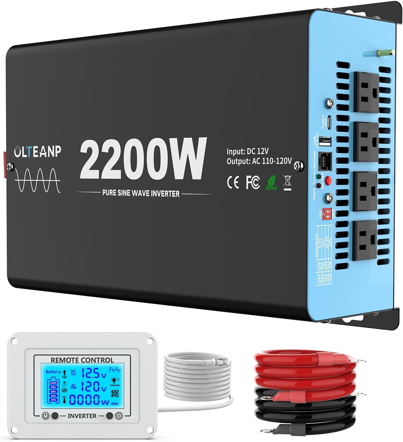 2200 Watts Pure Sine Wave Inverter for Safe Power Conversion