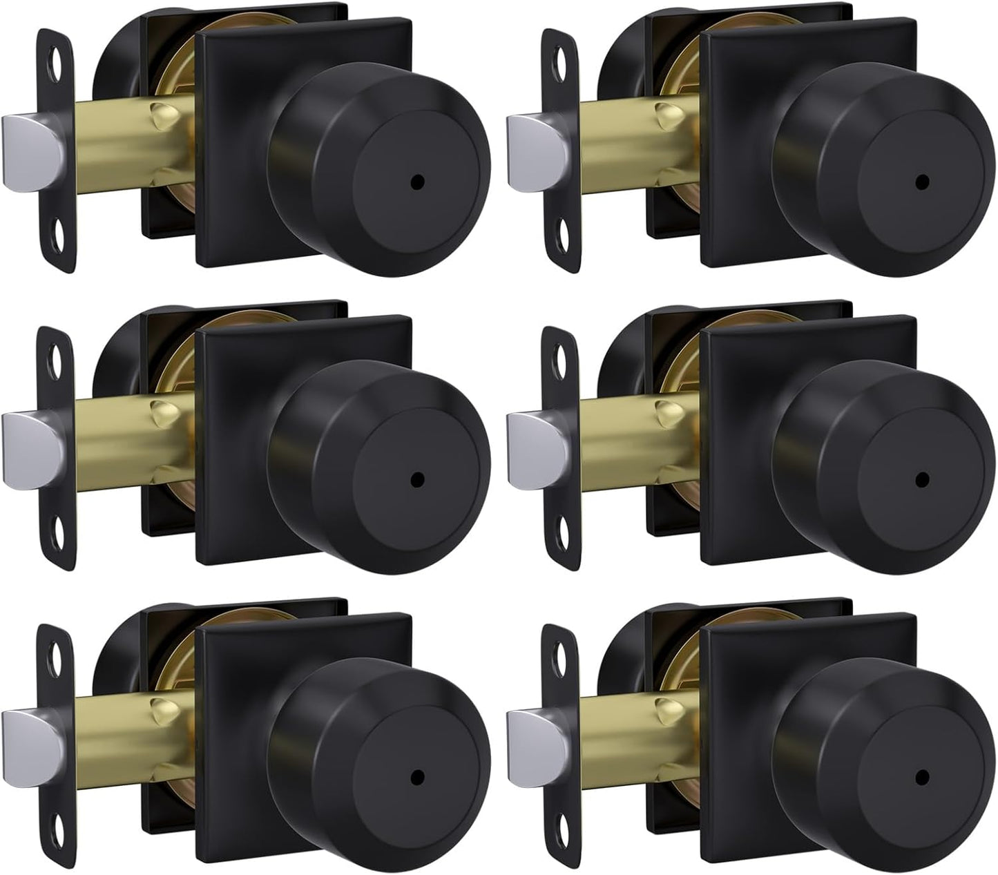 Haidms 6 Pack Black Door Knobs for Privacy in Bedroom & Bath