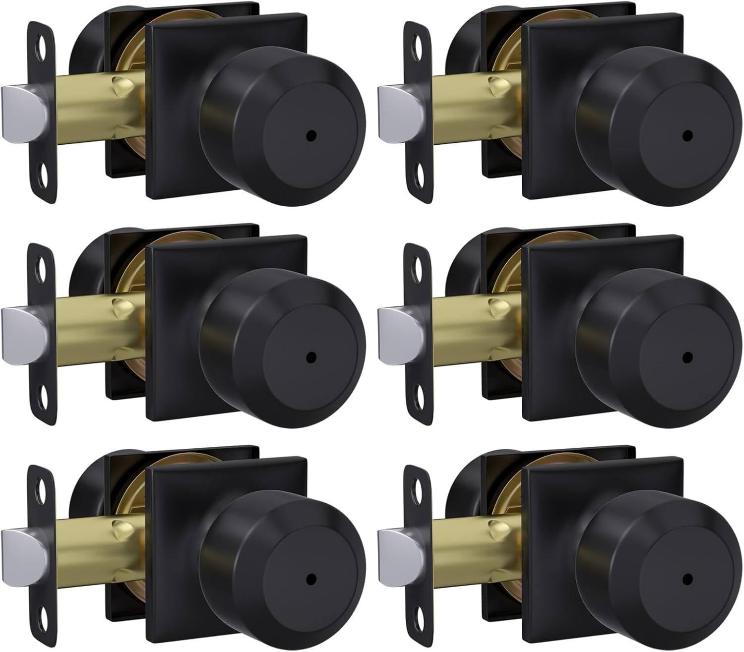 Haidms 6 Pack Black Door Knobs for Privacy in Bedroom & Bath