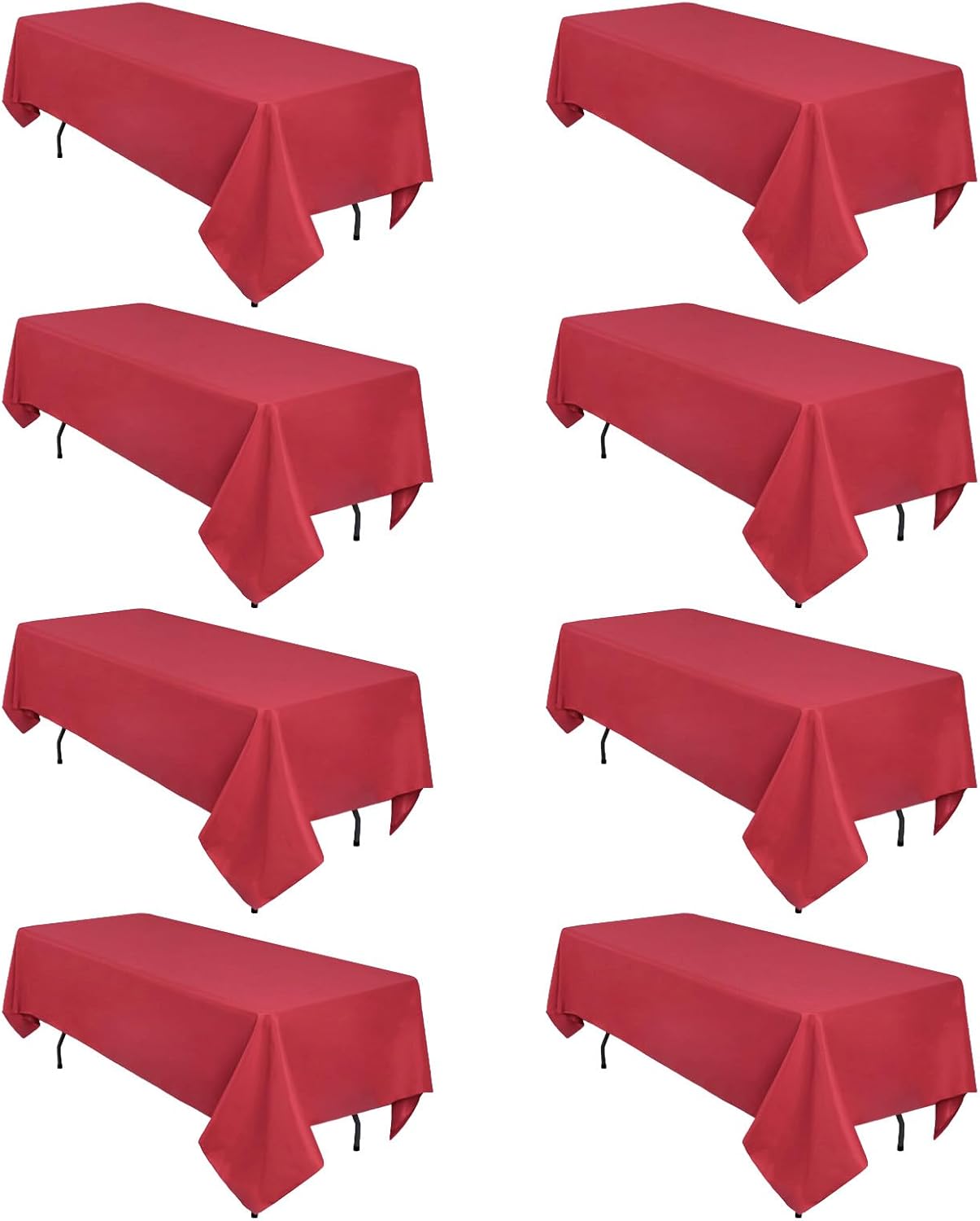 8 Pack Red Tablecloths for 6 Foot Rectangle Tables - Elegant Design