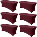 Obstal 6 Pack Stretch Spandex Table Covers for 6 ft Tables - Fitted