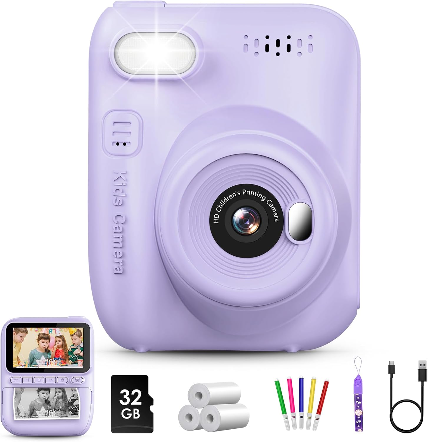 Capture Memories Instantly! Kids 32MP Instant Print Camera - Purple