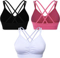 Ruched Sports Bra Strappy Cross Back - Medium Support Yoga Bra